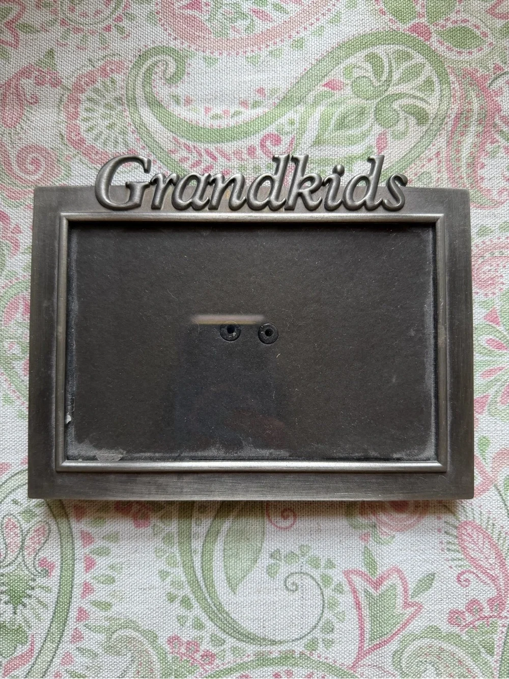 Vintage Grandkids Ornate Pewter Metal Photo Frame With Velvet Backing